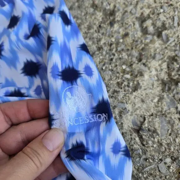 G/Fore Women’s XS Blue White Ikat Print Quarter 1/4 Zip Pullover Top Golf Tennis - Picture 5 of 12